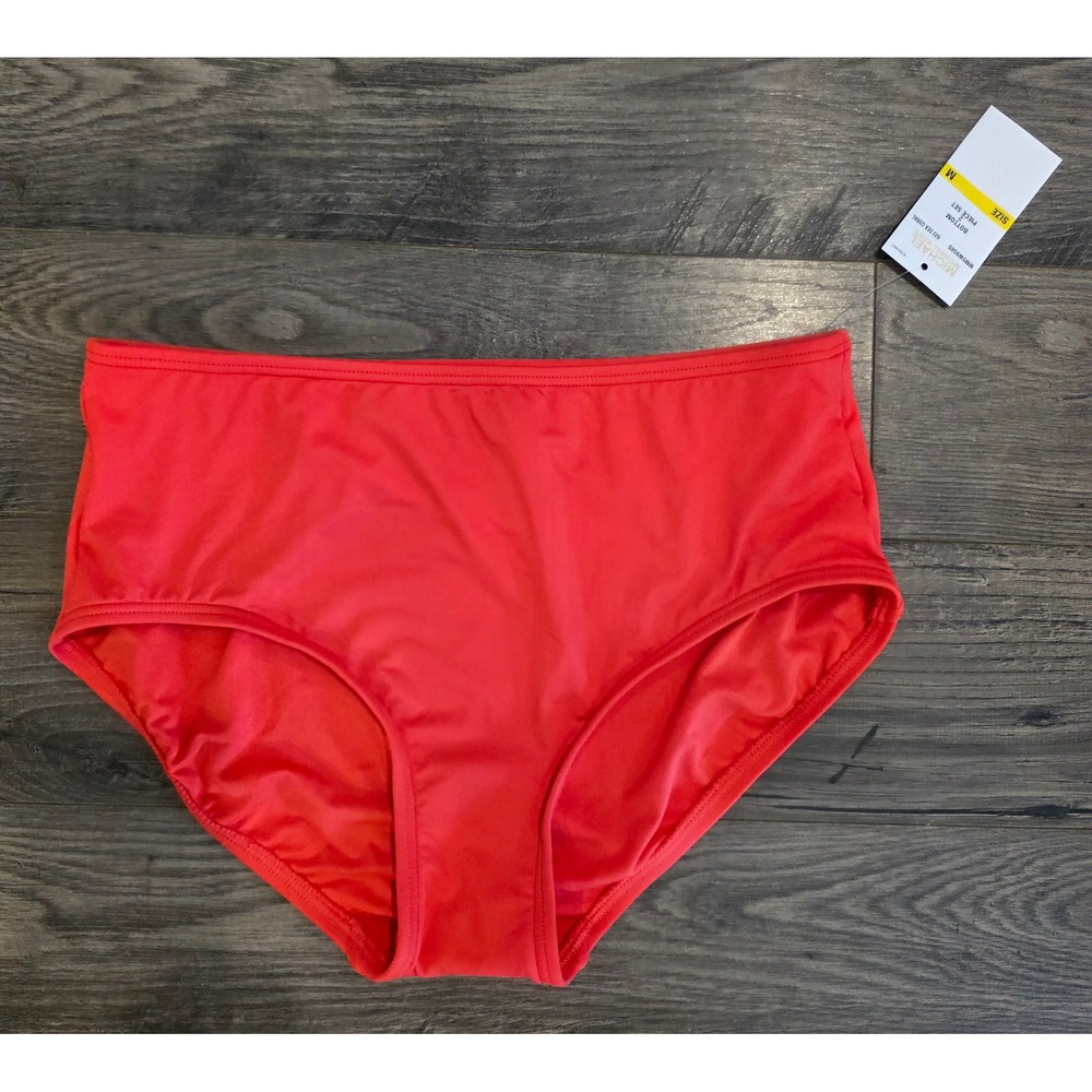 Women's sz‎ M Michael Kors Sea Coral High Waisted Bikini Bottom only MM5W958S